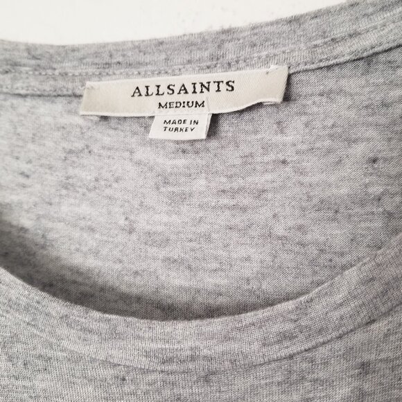AllSaints Filor Maxi Drawstring Dress Modal Wool Blend Marled Gray Size M $120 - Picture 8 of 16